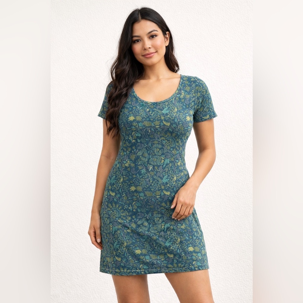 Peruvian Connection Botanical Cotton T Shirt Dress Small